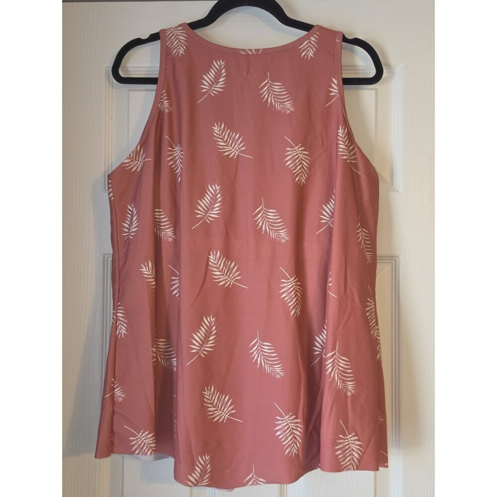 UV Skinz Swing Tank Top Womens 2X Coral UPF 50+ Sunwear Swim Lined Palm Print - Picture 2 of 9
